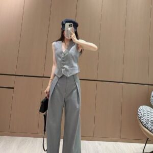 Set Gile Công Sở Thanh Lịch Phối Quần Ống Suông Cao Cấp